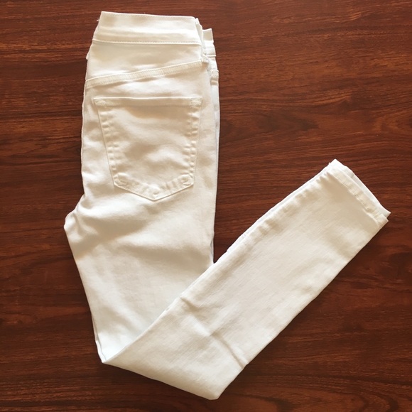 Free People Denim - Free People White Skinny Distressed Jeans